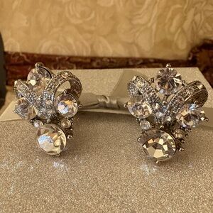 Elegant Silver Crystal Cluster Earrings